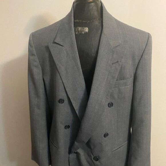Blue/Gray Tweed Double Breasted Blazer, size 48 - Picture 1 of 3